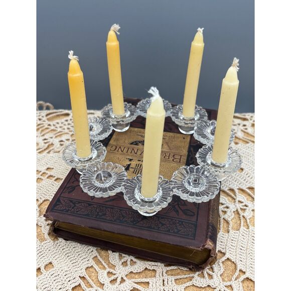 Scandinavian Royal Krona Bellis Candle Holder Sweden with Candles - Picture 2 of 6